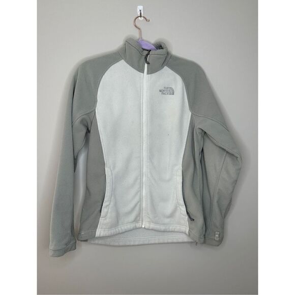 The North Face Cream and Gray Full Zip Fleece Jacket Size Medium - Picture 1 of 11